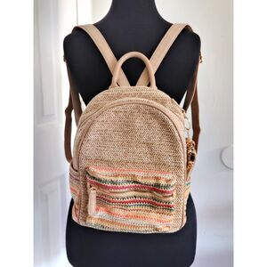 Like Dreams Boho Woven Straw-Style Mini Backpack  with Coin Purse